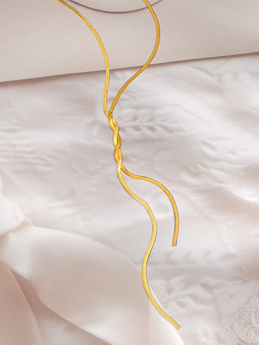Demi Fine 18K Gold Plated Snake Chain Lariat Drop Necklace | Anti Tarnish