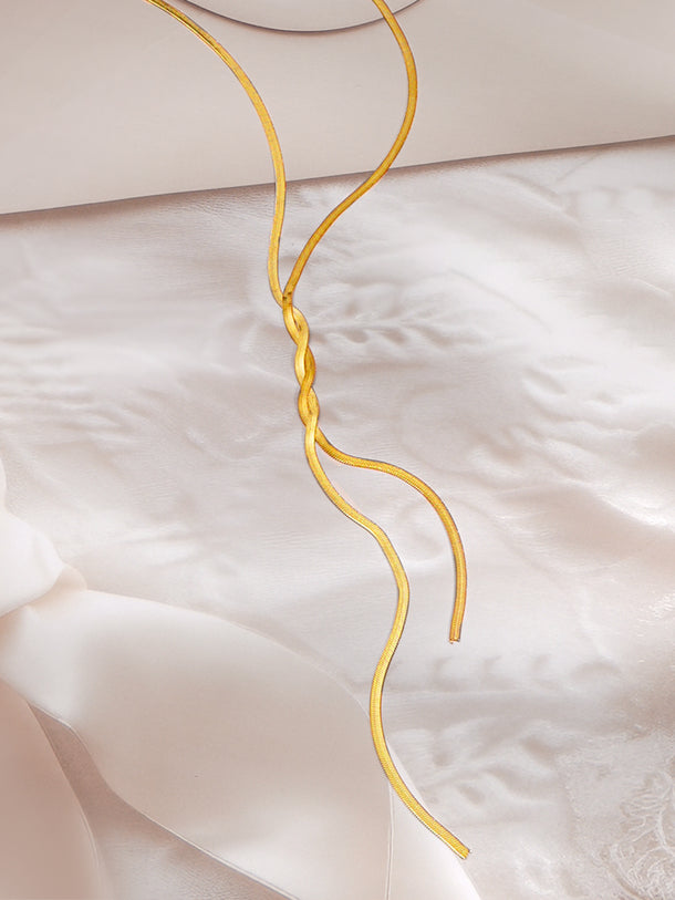 Demi Fine 18K Gold Plated Snake Chain Lariat Drop Necklace | Anti Tarnish