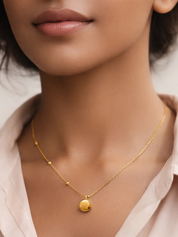 Demi Fine 18K Gold Plated Minimal Ball Pendant Bead Necklace | Anti Tarnish