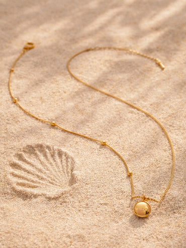 Demi Fine 18K Gold Plated Minimal Ball Pendant Bead Necklace | Anti Tarnish