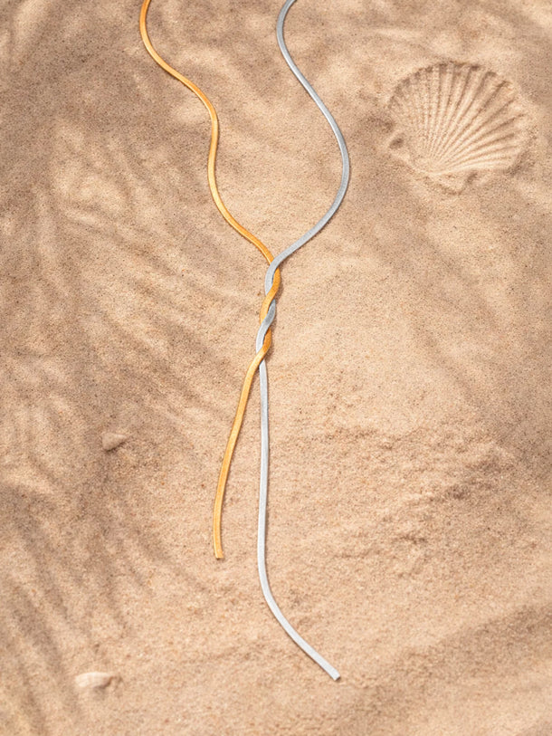 Demi Fine Dual Plated Snake Chain Lariat Drop Necklace | Anti Tarnish