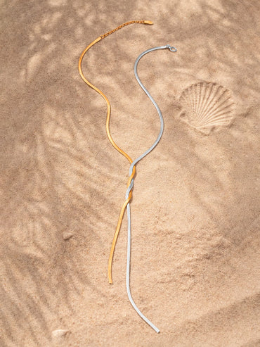 Demi Fine Dual Plated Snake Chain Lariat Drop Necklace | Anti Tarnish