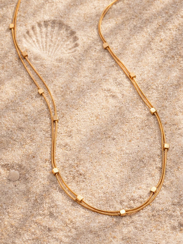 Demi Fine 18K Gold Plated Layered Snake Chain Disc Necklace | Anti Tarnish