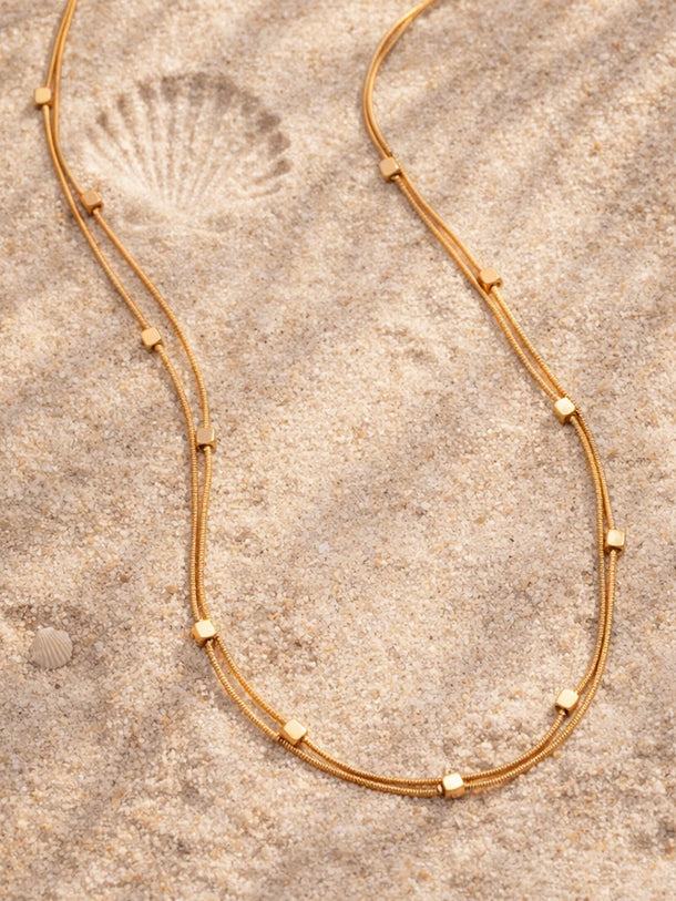 Demi Fine 18K Gold Plated Layered Snake Chain Disc Necklace | Anti Tarnish