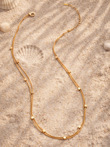 Demi Fine 18K Gold Plated Layered Snake Chain Disc Necklace | Anti Tarnish