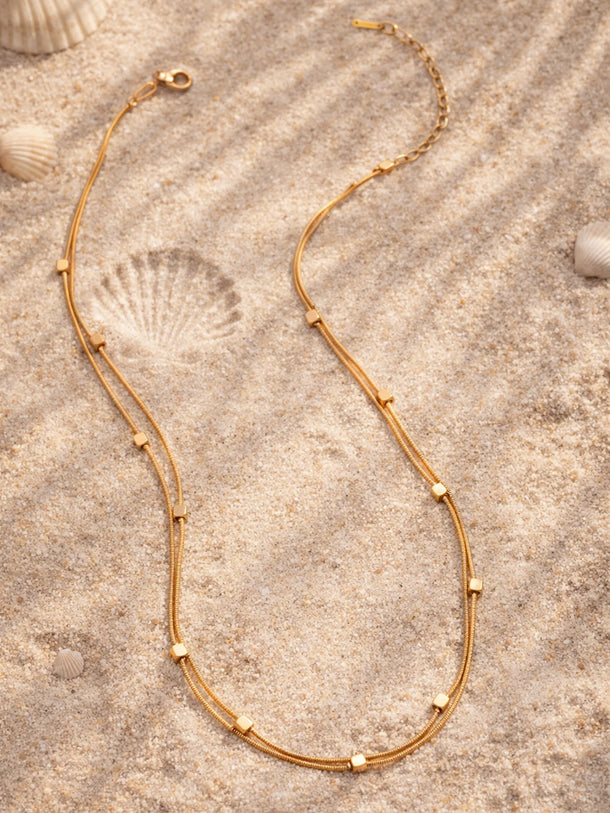 Demi Fine 18K Gold Plated Layered Snake Chain Disc Necklace | Anti Tarnish