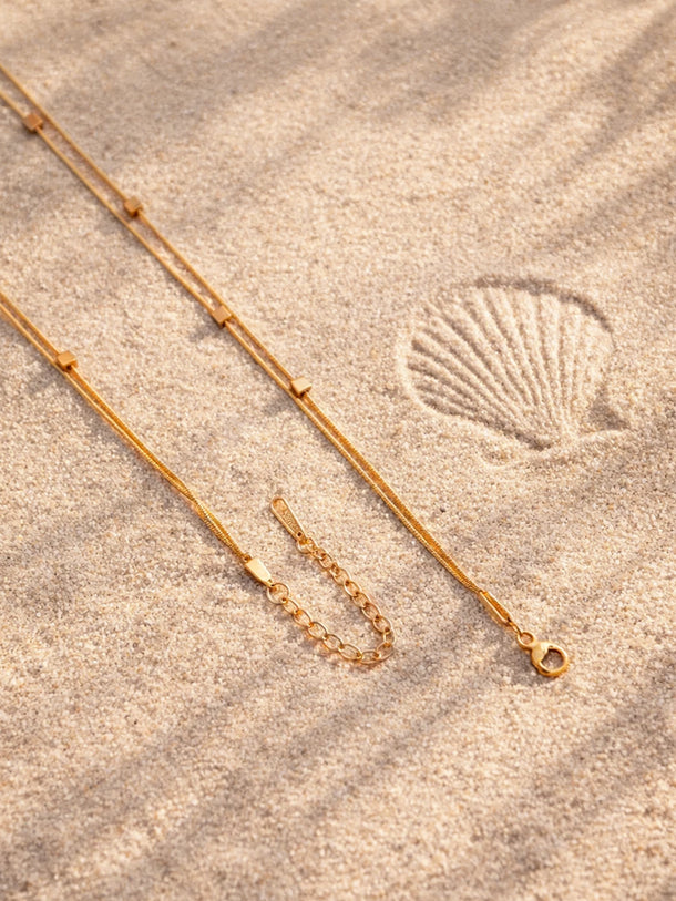 Demi Fine 18K Gold Plated Layered Snake Chain Disc Necklace | Anti Tarnish