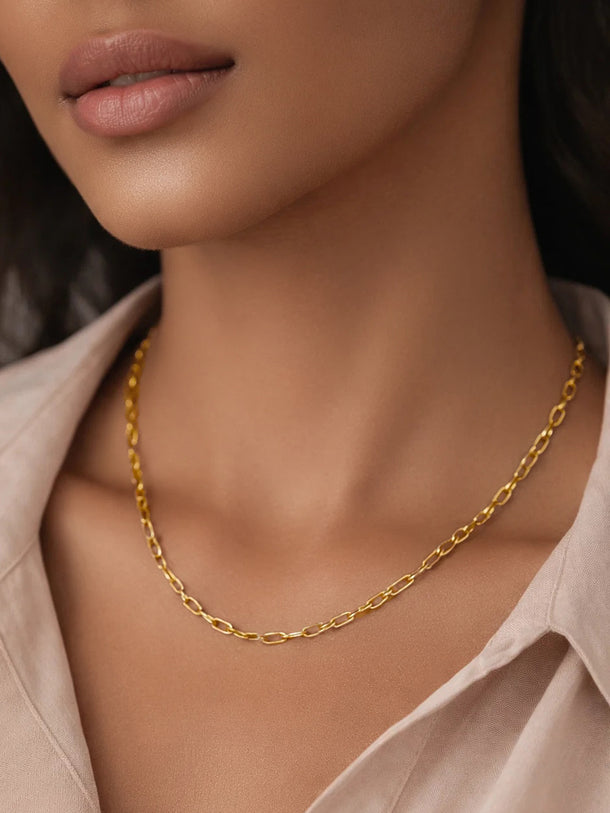 Demi Fine 18K Gold Plated Paperclip Chain Necklace | Anti Tarnish