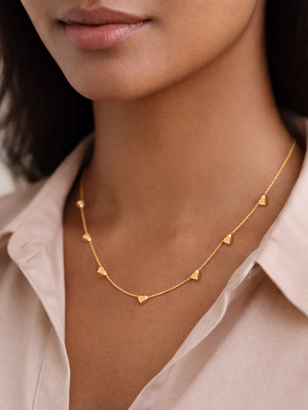 Demi Fine 18K Gold Plated Mini Heart Charm Chain Necklace | Anti Tarnish