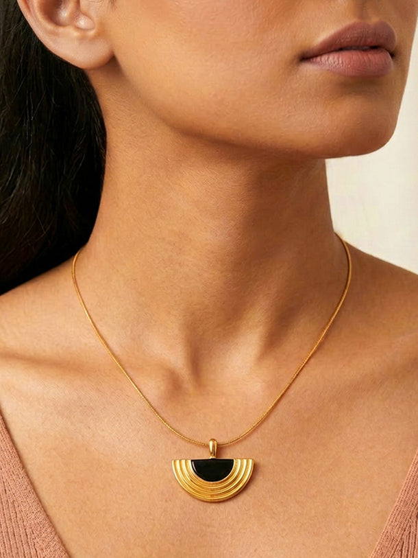 Demi Fine 18K Gold Plated Half Moon Pendant Choker Necklace | Anti Tarnish