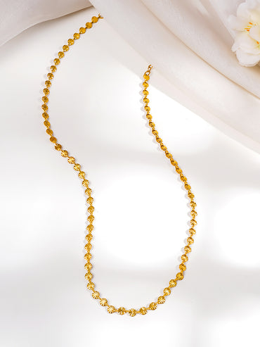 Demifine 18K Gold Plated Stainless steel Sunray Textured Coin Chain Necklace
