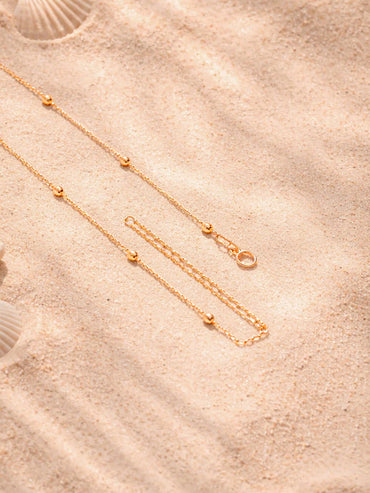 Demi Fine 18K Gold Plated Ball Bead Chain Lariat Drop Necklace | Anti Tarnish