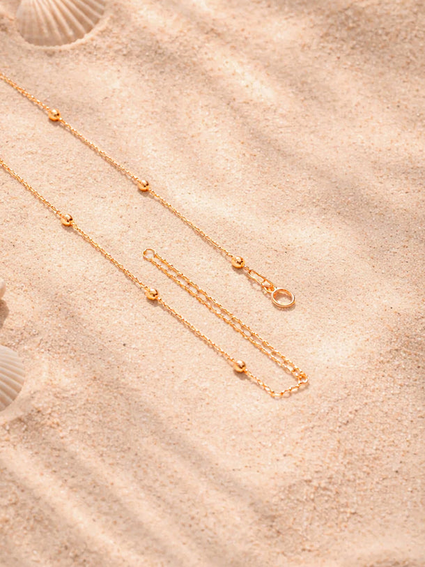 Demi Fine 18K Gold Plated Ball Bead Chain Lariat Drop Necklace | Anti Tarnish
