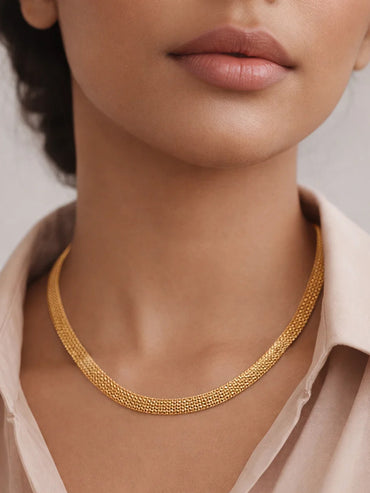 Demi Fine 18K Gold Plated Mesh Chain Necklace | Anti Tarnish