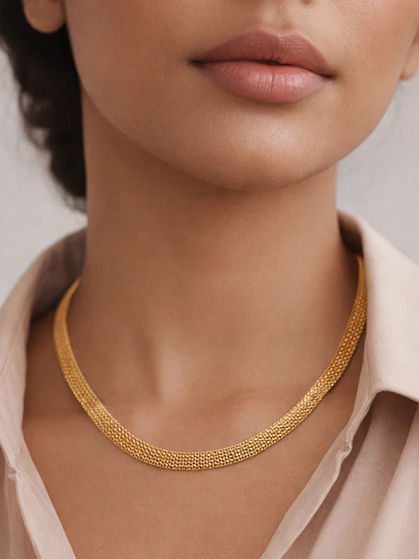 Demi Fine 18K Gold Plated Mesh Chain Necklace | Anti Tarnish