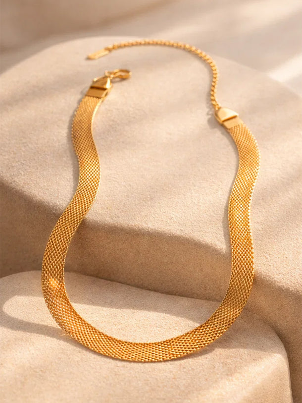Demi Fine 18K Gold Plated Mesh Chain Necklace | Anti Tarnish