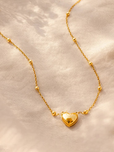 Demi Fine 18K Gold Plated Beaded Chain Heart Pendant Necklace | Anti Tarnish