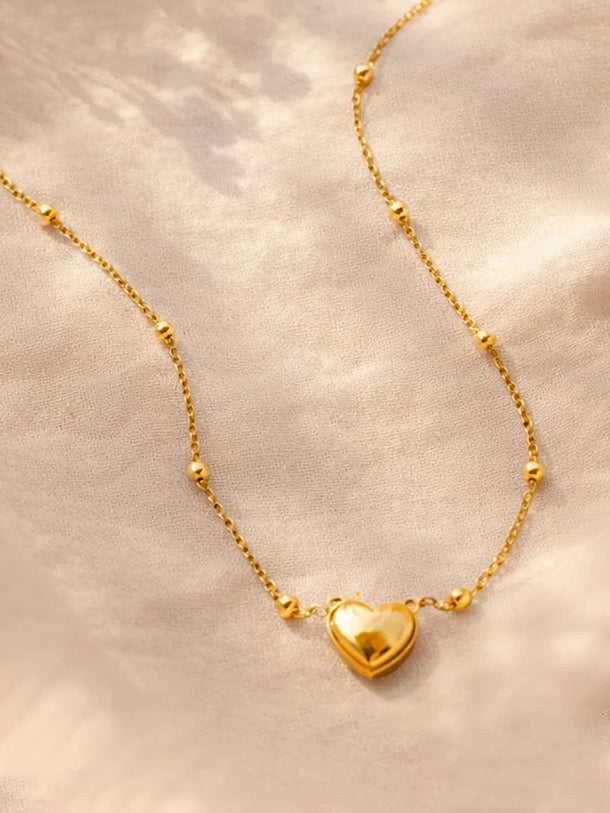 Demi Fine 18K Gold Plated Beaded Chain Heart Pendant Necklace | Anti Tarnish