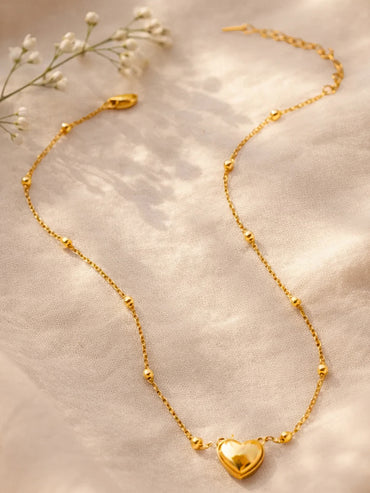 Demi Fine 18K Gold Plated Beaded Chain Heart Pendant Necklace | Anti Tarnish