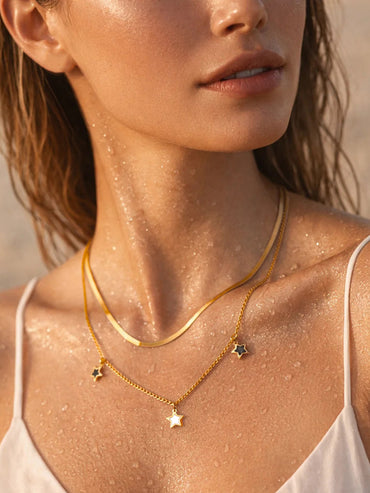 Demi Fine 18K Gold Plated Layered Chain Star Charm Necklace | Anti Tarnish