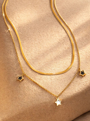 Demi Fine 18K Gold Plated Layered Chain Star Charm Necklace | Anti Tarnish