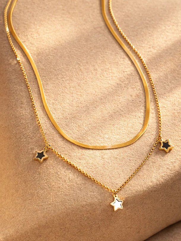 Demi Fine 18K Gold Plated Layered Chain Star Charm Necklace | Anti Tarnish