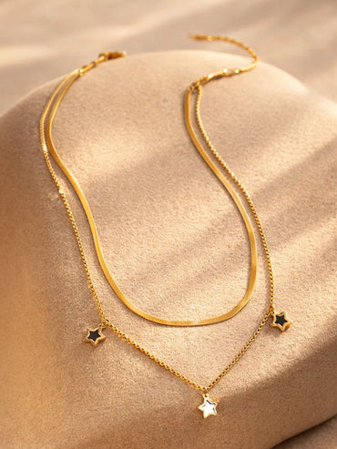 Demi Fine 18K Gold Plated Layered Chain Star Charm Necklace | Anti Tarnish