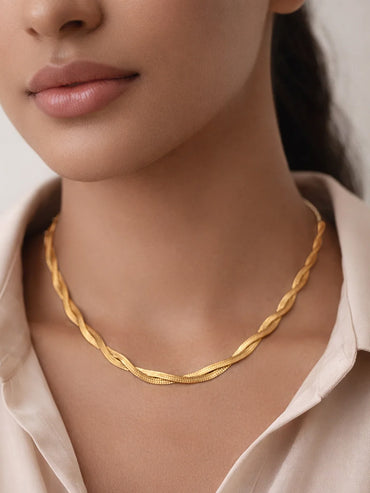 Demi Fine 18K Gold Plated Twisted Snake Chain Necklace | Anti Tarnish
