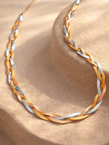 Demi Fine Gold Copper Rhodium Plated Twisted Snake Chain Necklace | Anti Tarnish