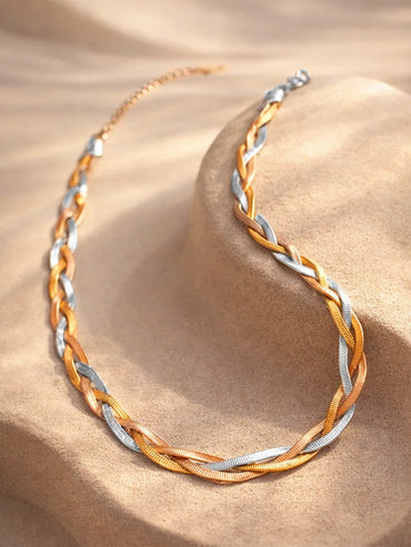 Demi Fine Gold Copper Rhodium Plated Twisted Snake Chain Necklace | Anti Tarnish