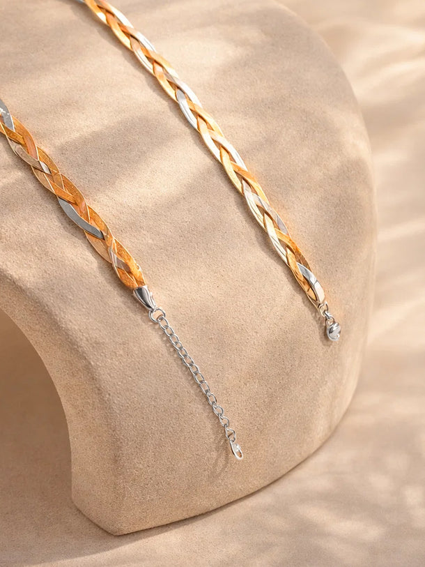 Demi Fine Gold Copper Rhodium Plated Twisted Snake Chain Necklace | Anti Tarnish