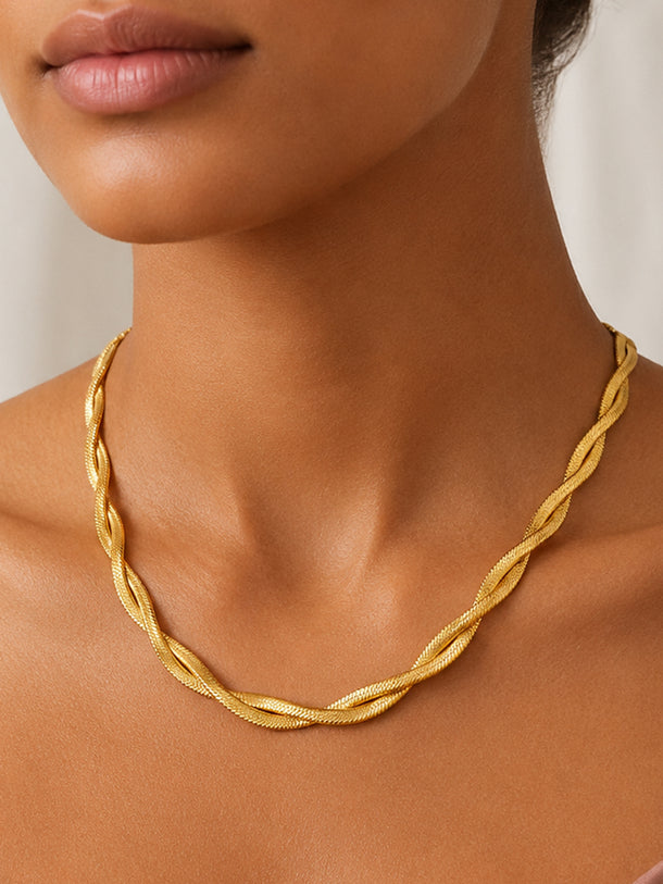 Demi Fine 18K Gold Plated Twisted Snake Chain Necklace | Anti Tarnish