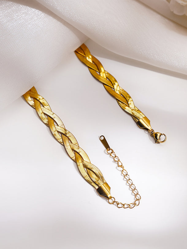 Demi Fine 18K Gold Plated Stainless steel Twisted Snake Chain Necklace