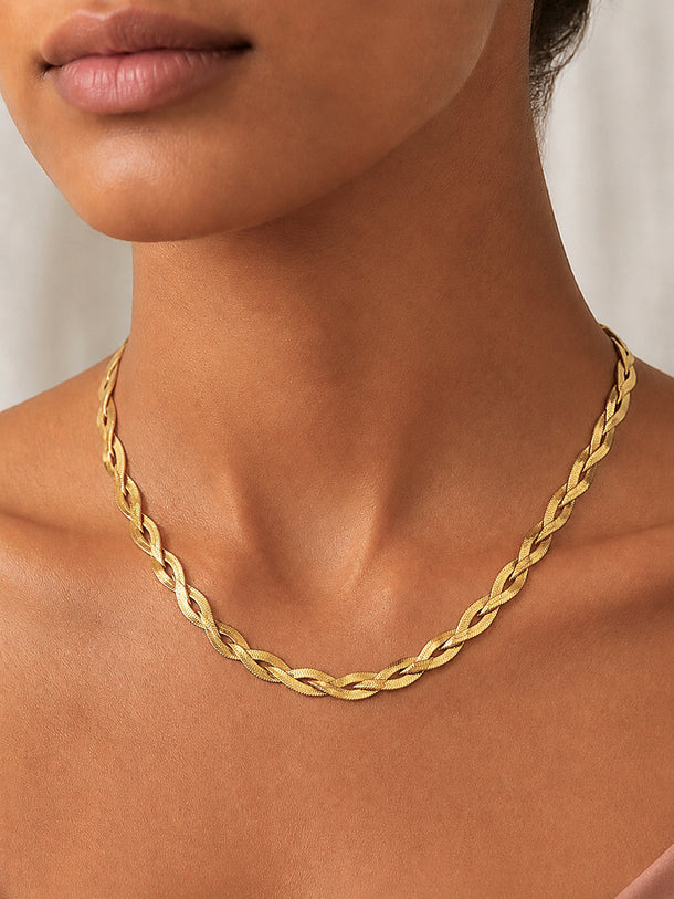 Demi Fine 18K Gold Plated Stainless steel Twisted Snake Chain Necklace