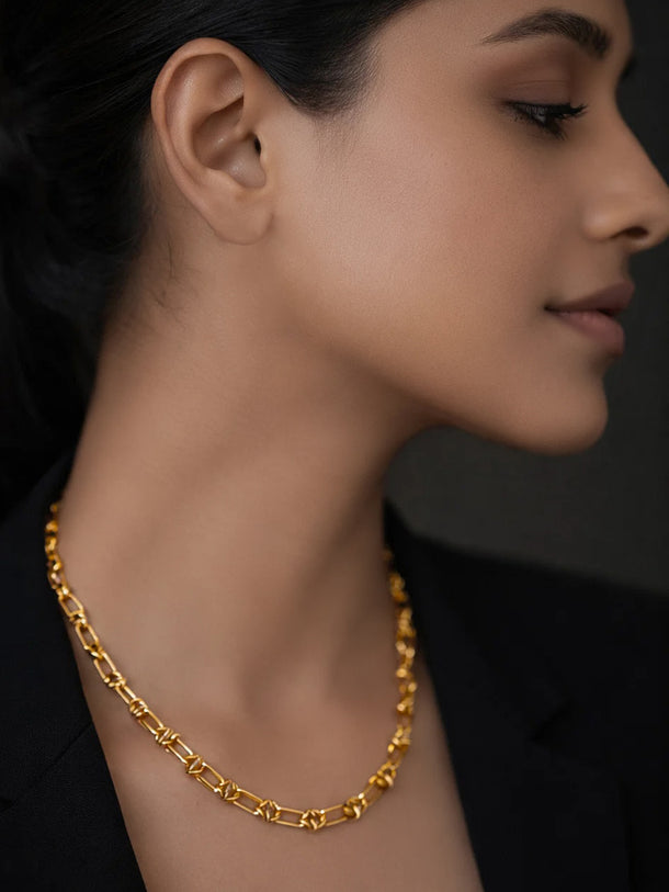 Demi Fine 18K Gold Plated Knot Chunky Link Chain Necklace | Anti Tarnish