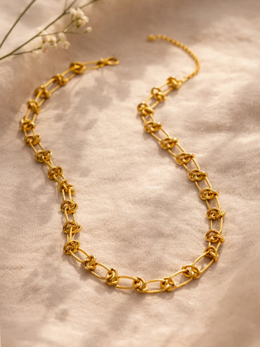 Demi Fine 18K Gold Plated Knot Chunky Link Chain Necklace | Anti Tarnish