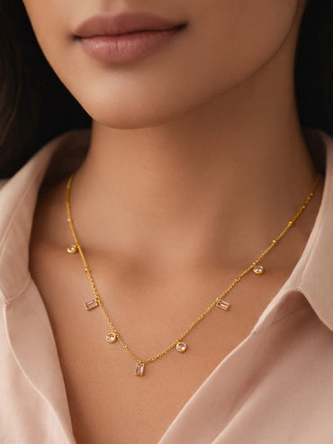 Demi Fine 18K Gold Plated Crystal Charm Chain Necklace | Anti Tarnish