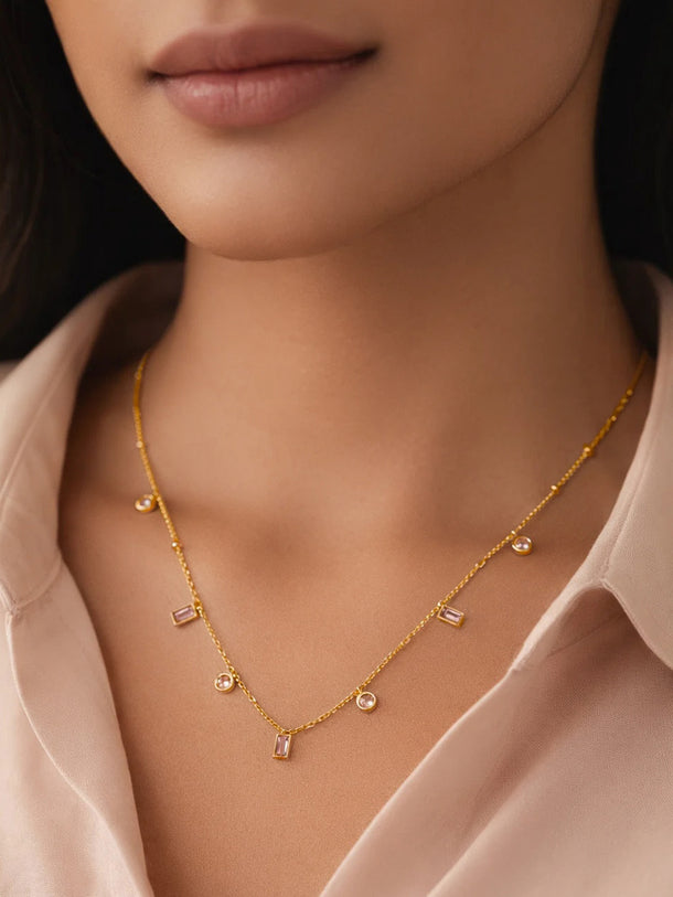 Demi Fine 18K Gold Plated Crystal Charm Chain Necklace | Anti Tarnish