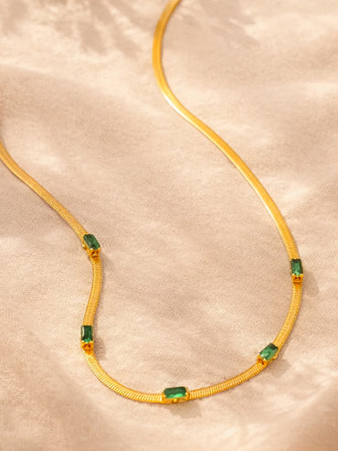 Demi Fine Gold Plated Emerald Whisper Snake Chain Necklace