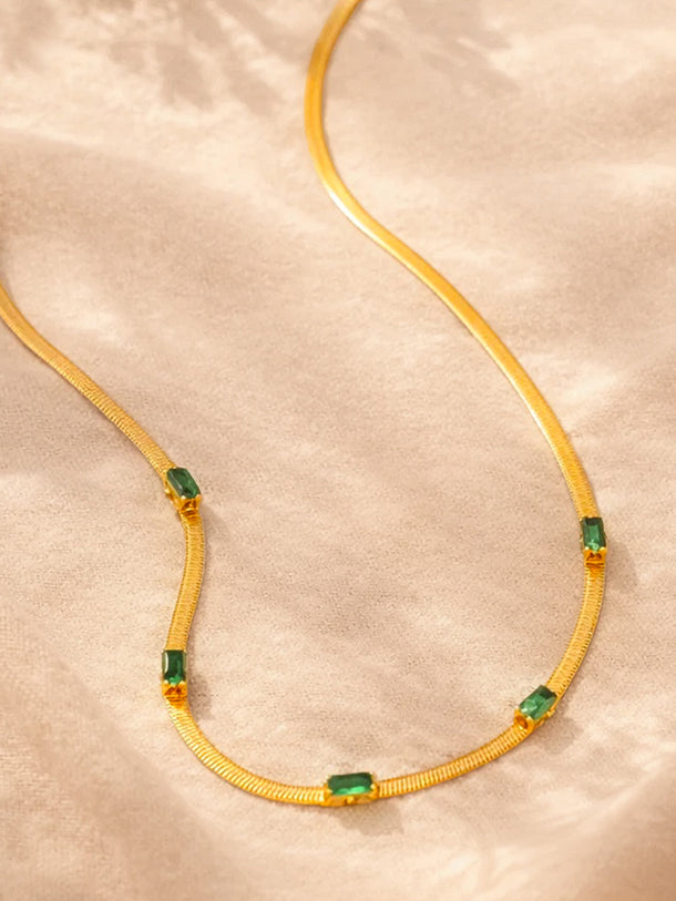Demi Fine Gold Plated Emerald Whisper Snake Chain Necklace