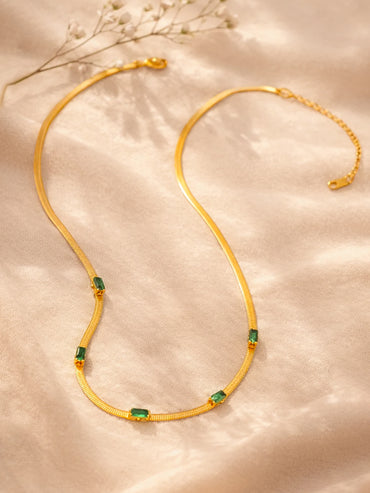 Demi Fine Gold Plated Emerald Whisper Snake Chain Necklace