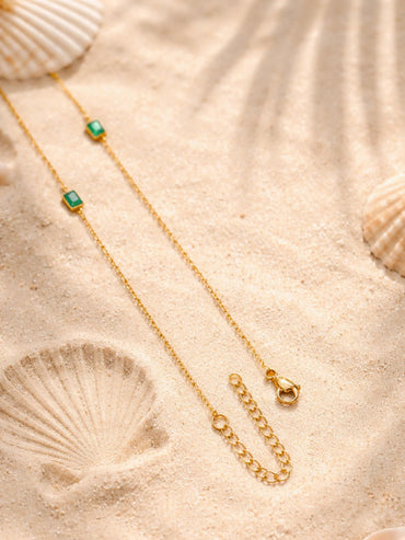 Demi Fine 18K Gold Plated Chain Emerald Green Necklace | Anti Tarnish