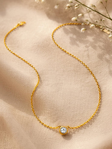 Demi Fine 18K Gold Plated Chain Round Crystal Pendant Necklace | Anti Tarnish