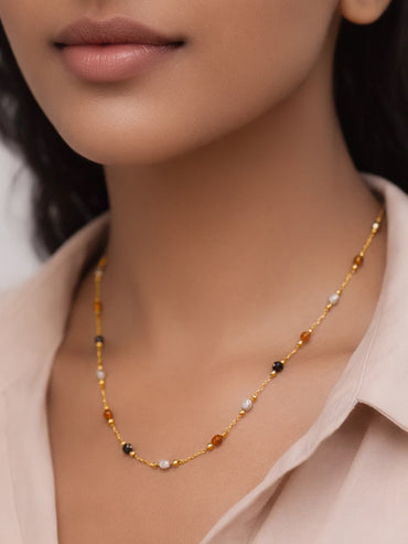 Demi Fine 18K Gold Plated Multicolor Beaded Chain Necklace | Anti Tarnish
