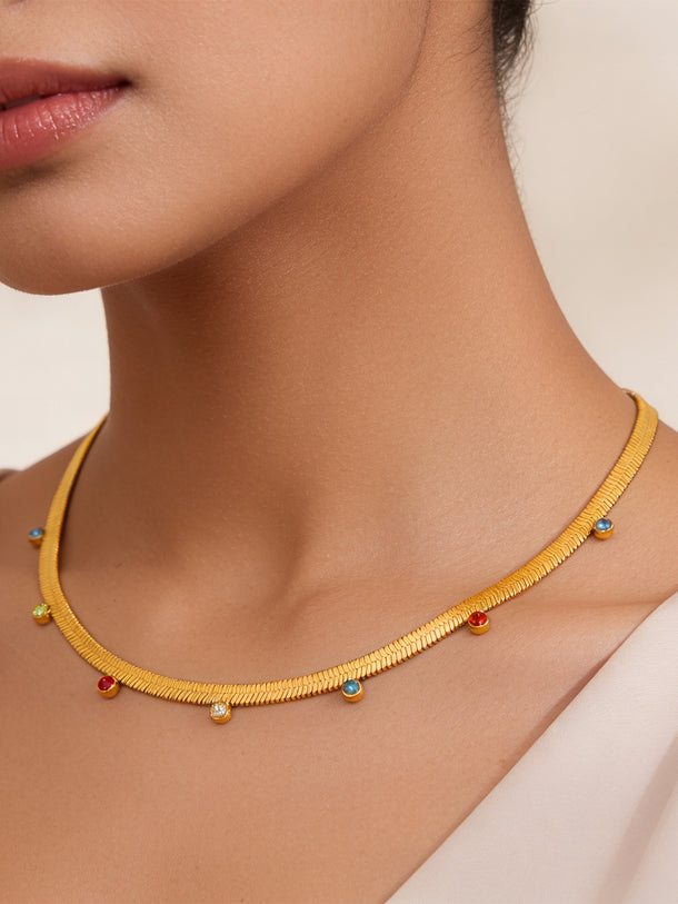Demi Fine 18K Gold Plated Multi-Crystal Drop Chain Necklace | Anti Tarnish