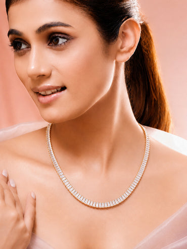 Demifine 18K Gold Plated Stainless steel Crystal Chunky Chain Necklace