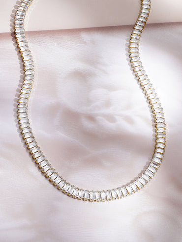 Demifine 18K Gold Plated Stainless steel Crystal Chunky Chain Necklace