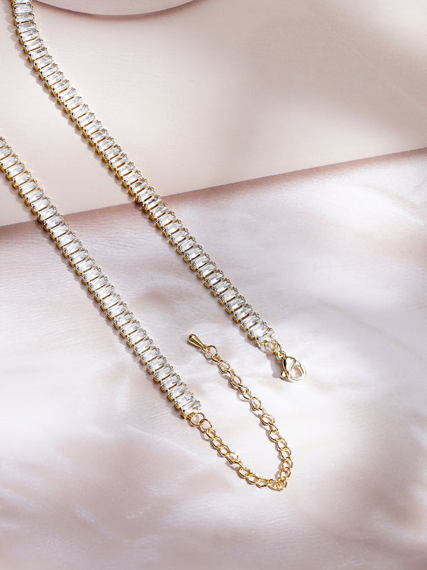 Demifine 18K Gold Plated Stainless steel Crystal Chunky Chain Necklace