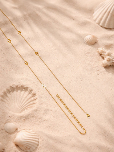 Demi Fine 18K Gold Plated Layer Long Chain Oval Motif Necklace | Anti Tarnish