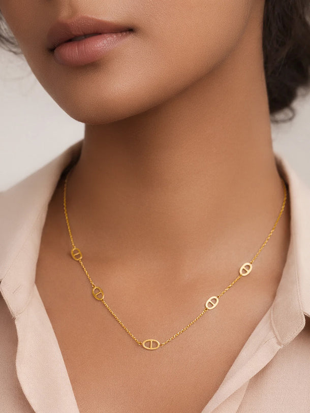 Demi Fine 18K Gold Plated Oval Link Accent Chain Necklace | Anti Tarnish